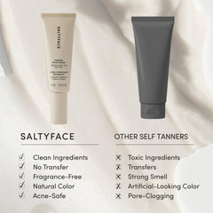 SALTYFACE in use during morning routine showing natural glow benefits