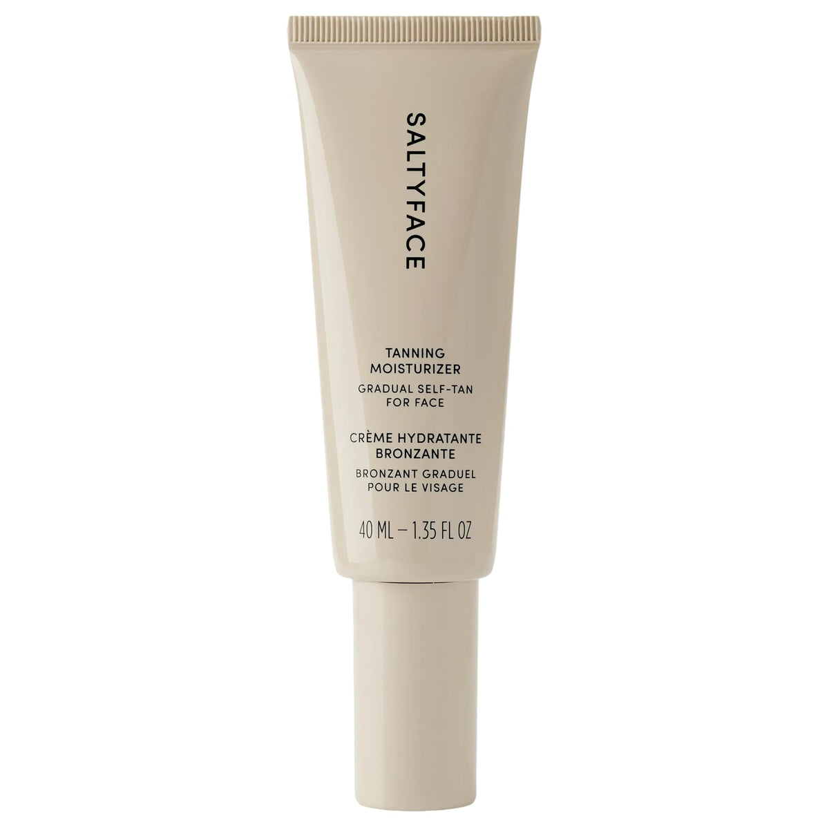 SALTYFACE front packaging tube showing product and branding benefits