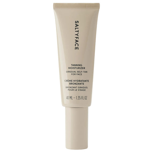 SALTYFACE front packaging tube showing product and branding benefits