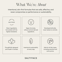 SALTYFACE on bathroom shelf as part of skincare routine benefits