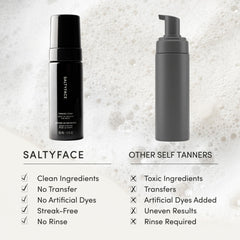 SALTYFACE 5 fl oz bottle next to hand for size comparison benefit