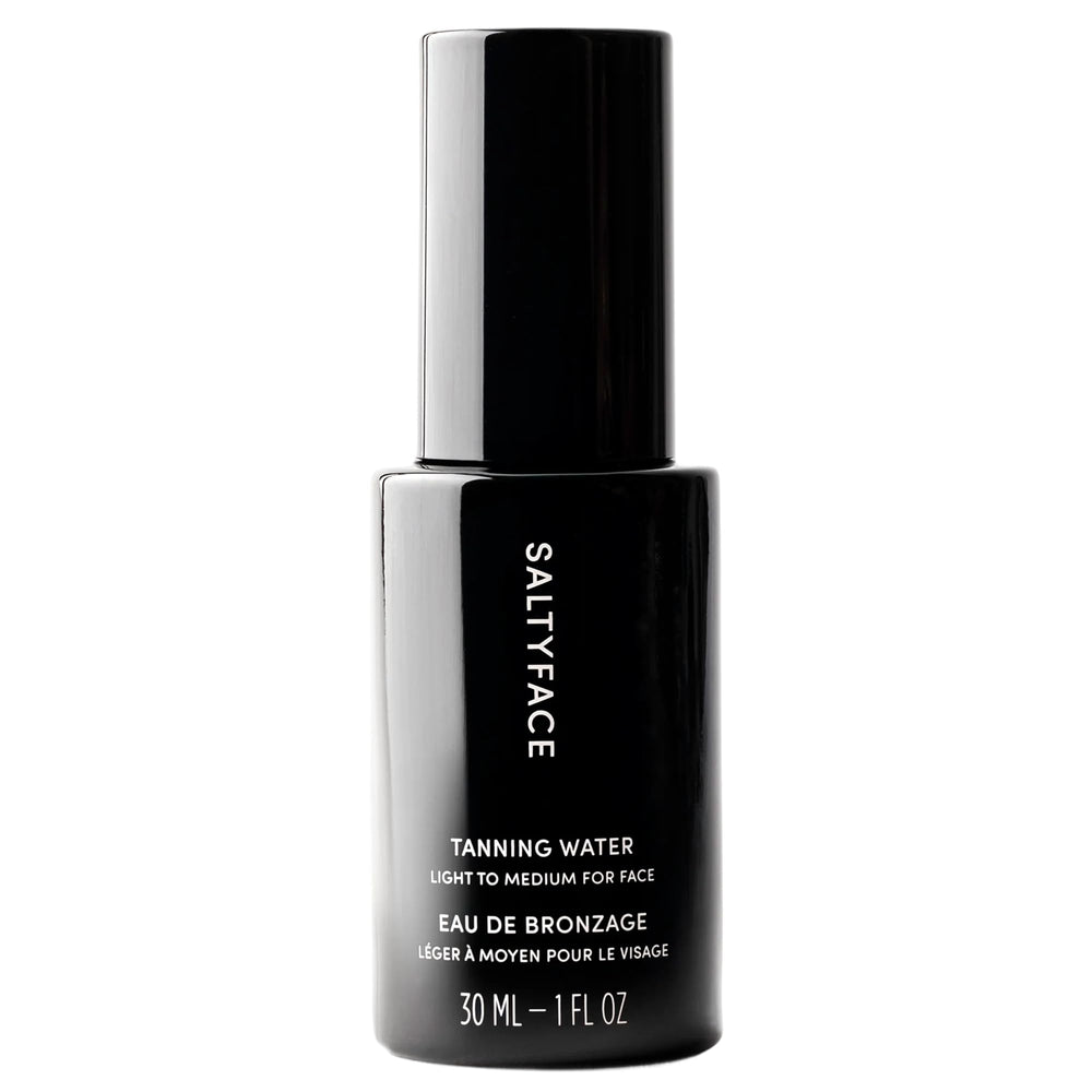 SALTYFACE front bottle showing clean minimal packaging and travel size benefit