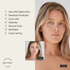 SALTYFACE texture on hand illustrating lightweight, non-greasy finish benefit
