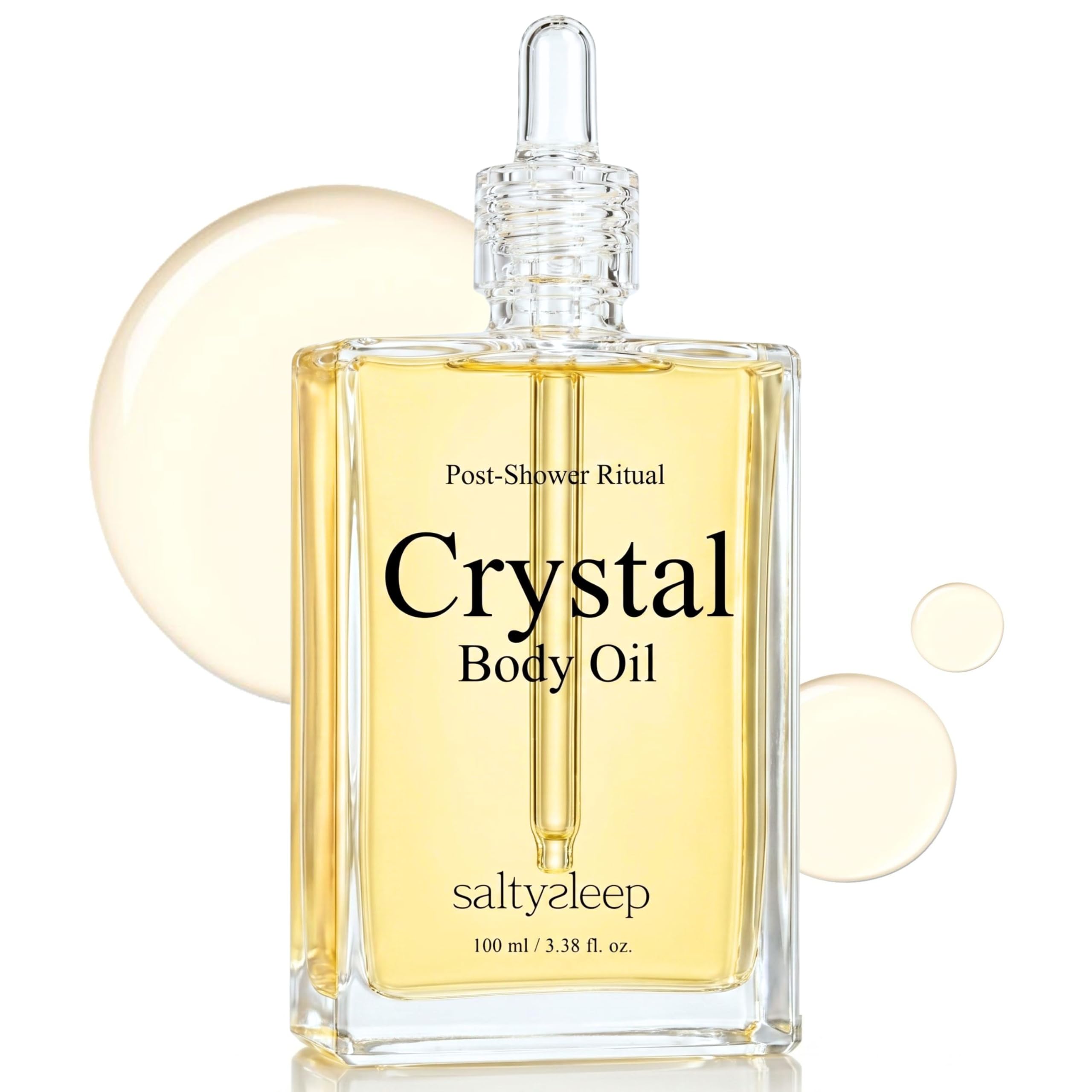 Saltysleep bottle front view showing elegant label and compact size, promotes luxurious hydration