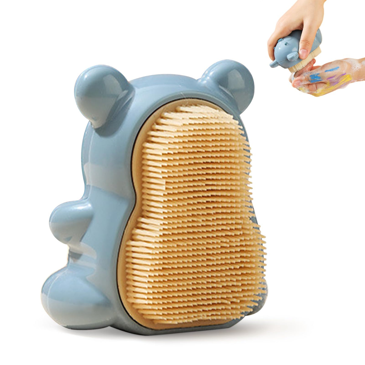 SAMIQU bear-shaped brush front view showing cute design and easy grip benefit