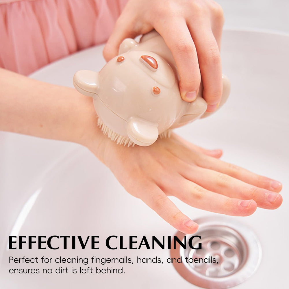 SAMIQU brush held in adult hand demonstrating ergonomic grip and control benefit
