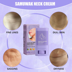Samuwak applying stick to neck illustrating targeted firming motion