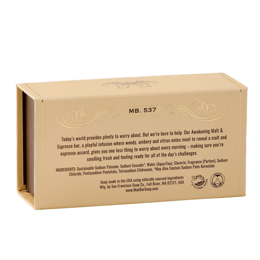 San Francisco Soap Company angled bar highlighting shape and easy grip for showers