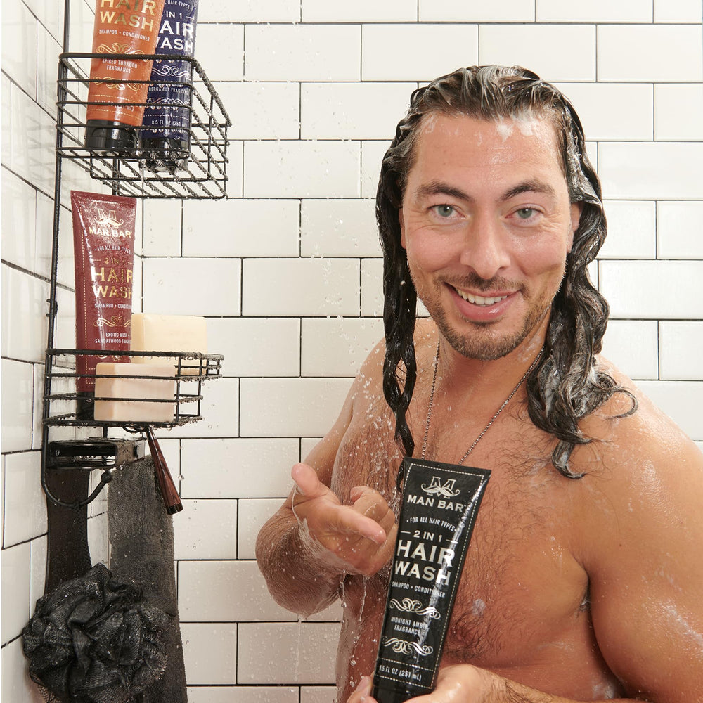 San Francisco Soap Company Man Bar size comparison beside a razor showing compact, long-lasting bar