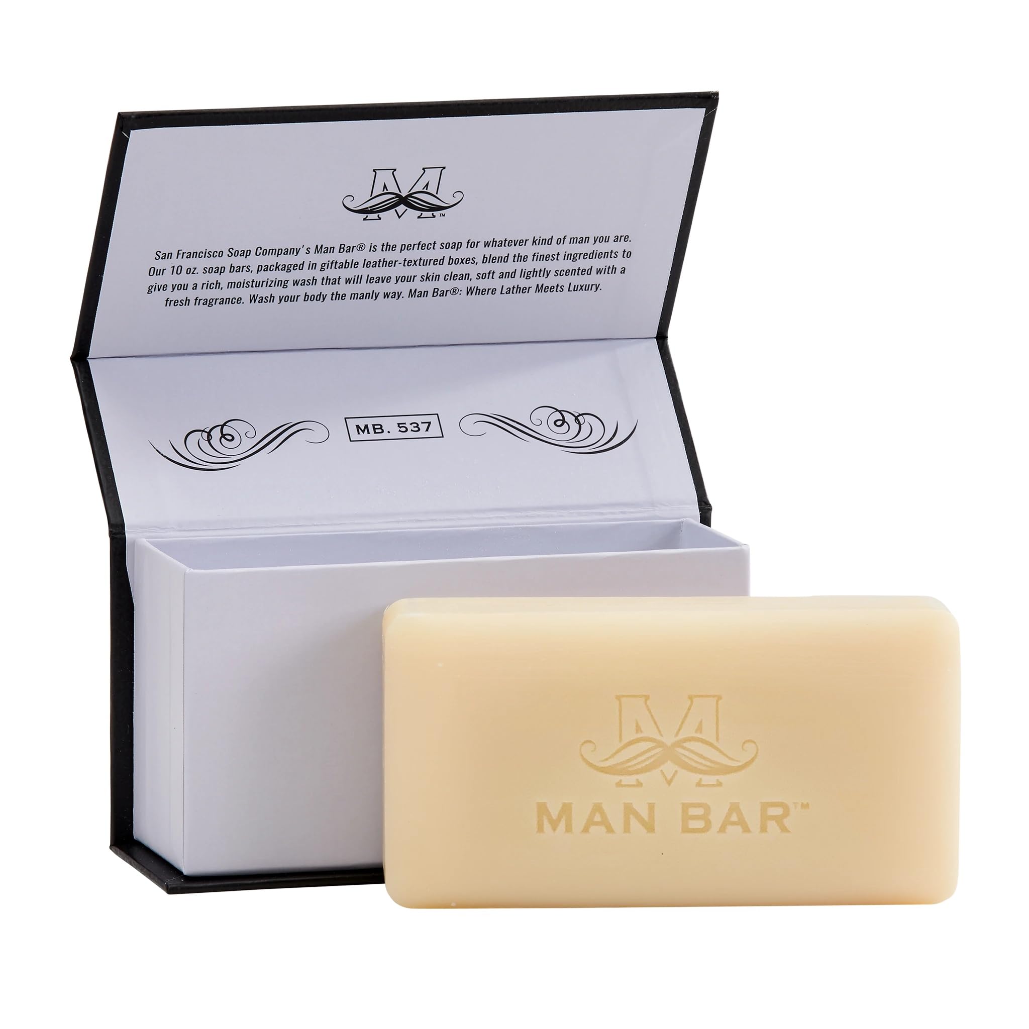San Francisco Soap Company bar top view showing smooth finish and moisturizing benefit
