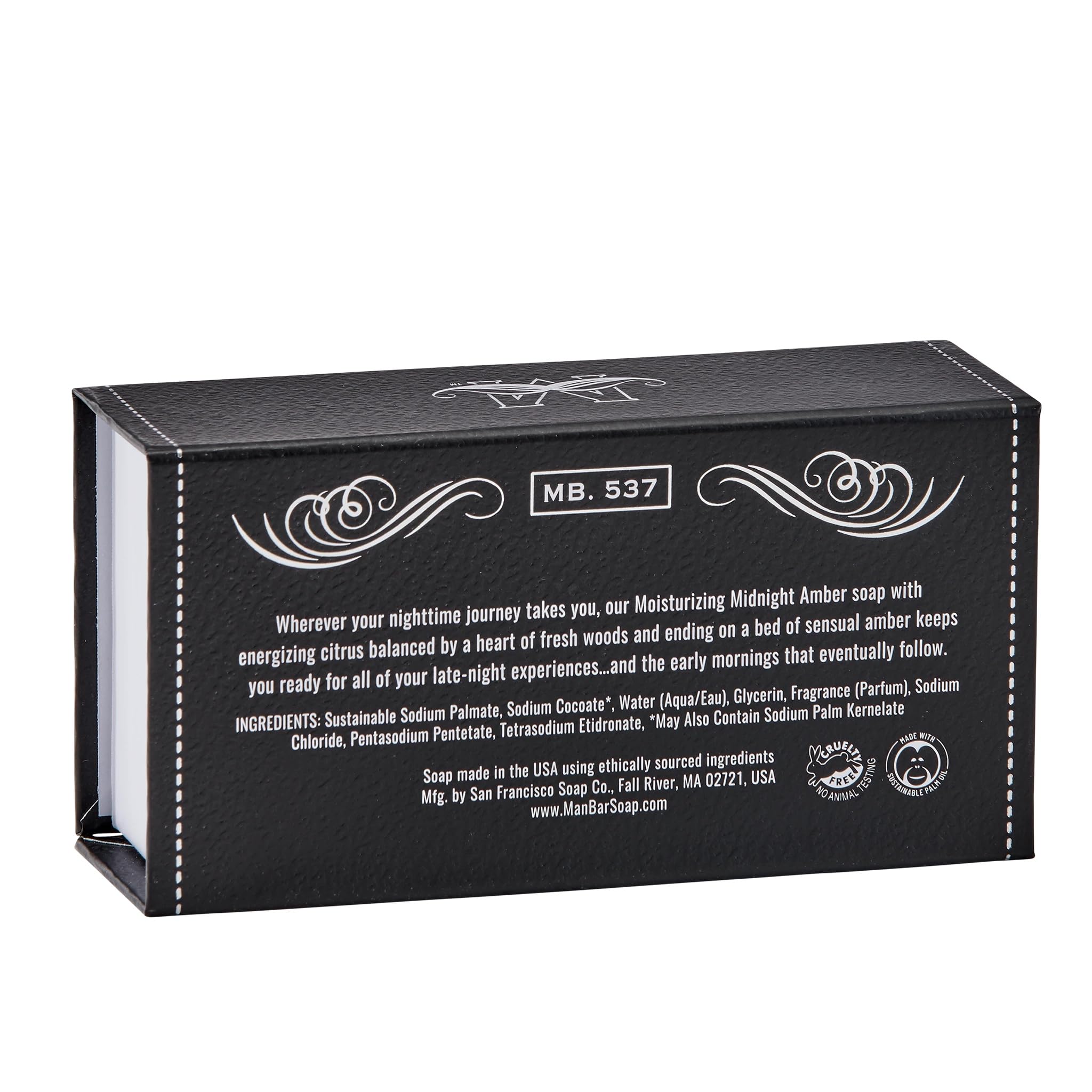 San Francisco Soap Company textured leather box close-up highlighting presentation quality