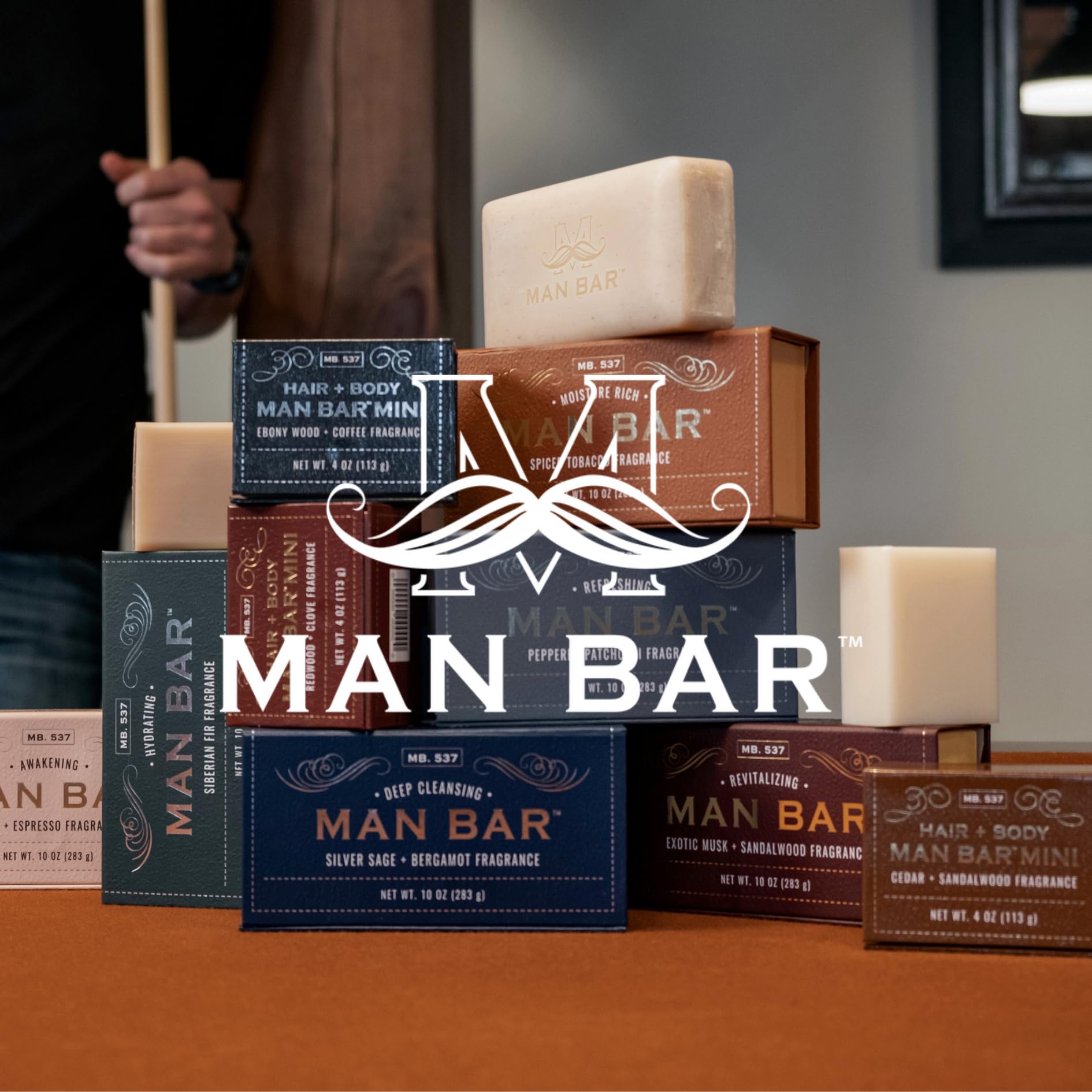 San Francisco Soap Company lifestyle shot with the bar in a bathroom setting evoking refined daily routine