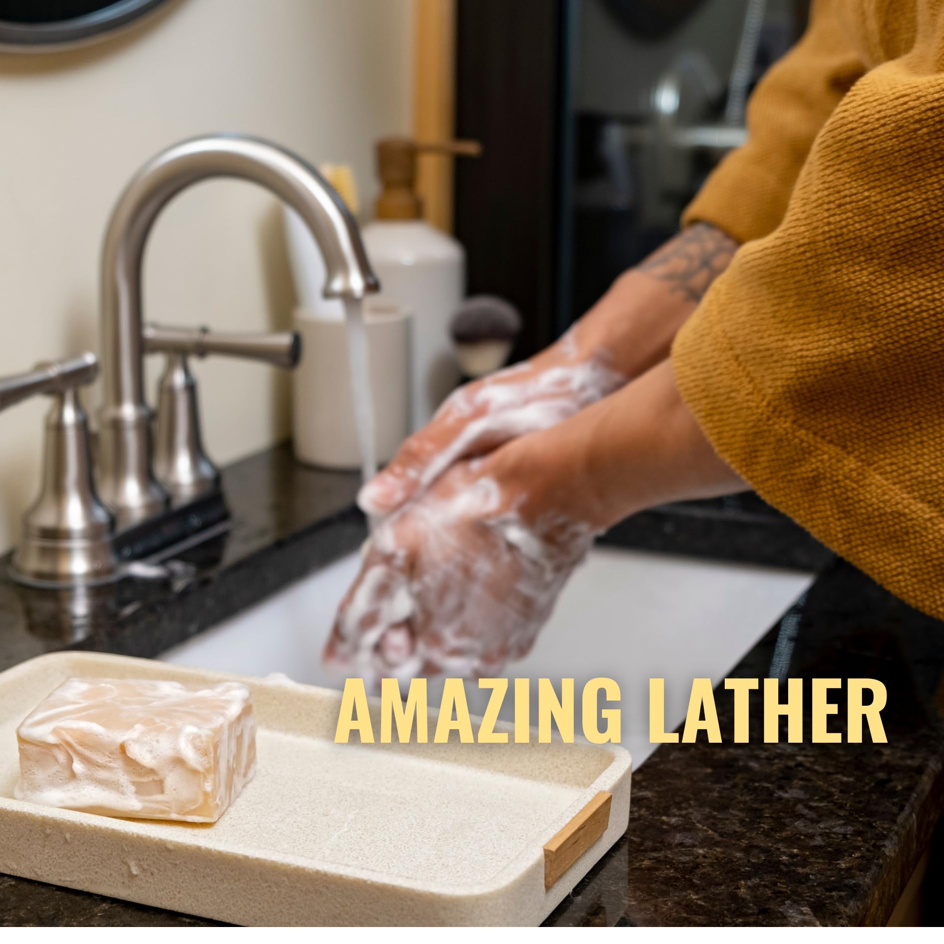 San Francisco Soap Company man using bar in shower showing refreshing scent benefit