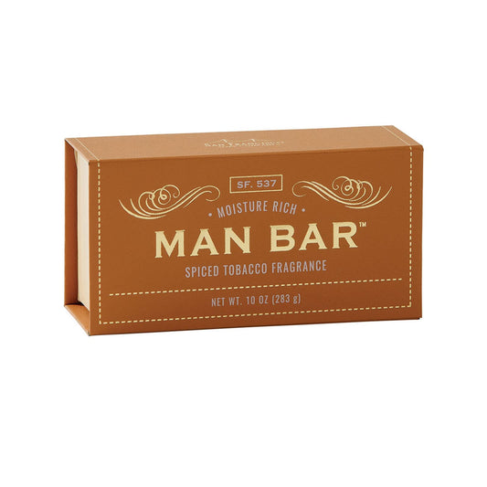 San Francisco Soap Company front packaging showing bold Man Bar label and scent