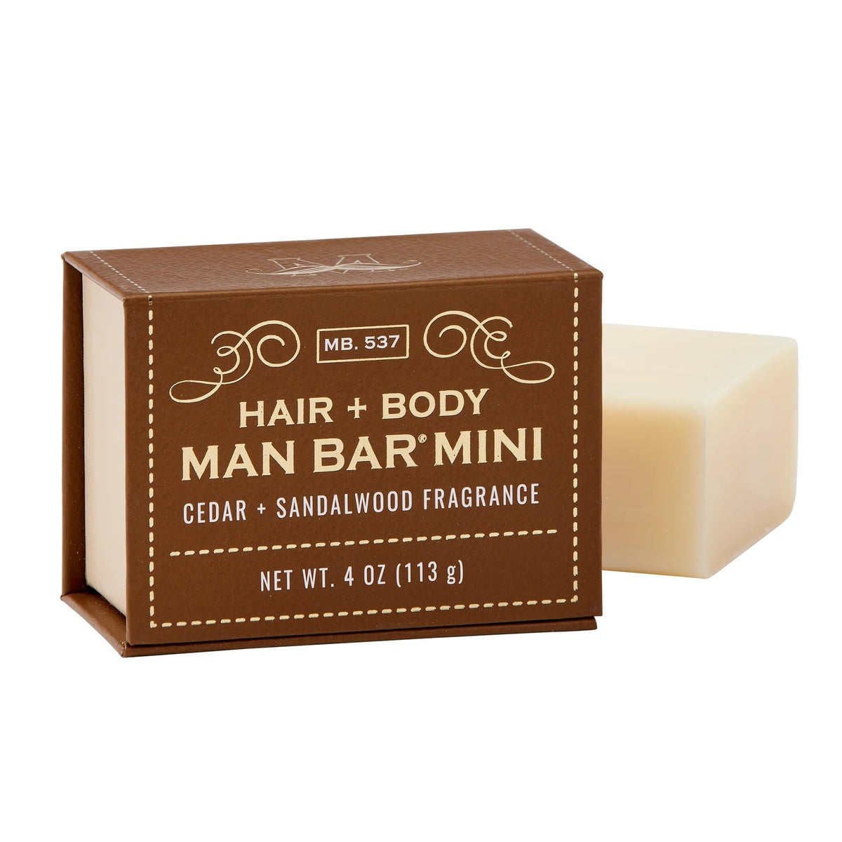San Francisco Soap Company mini-bar front packaging showing cedar sandalwood scent benefit