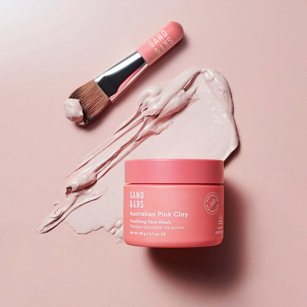 Sand & Sky soft applicator brush close-up, ensures even, mess-free application benefit
