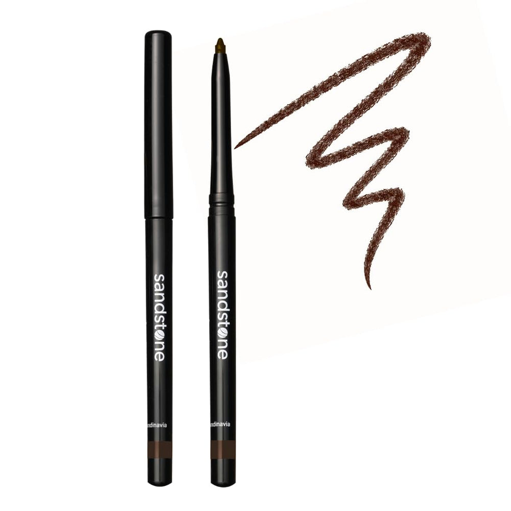Sandstone Scandinavia brown pencil front view showing slim, precise design and portability