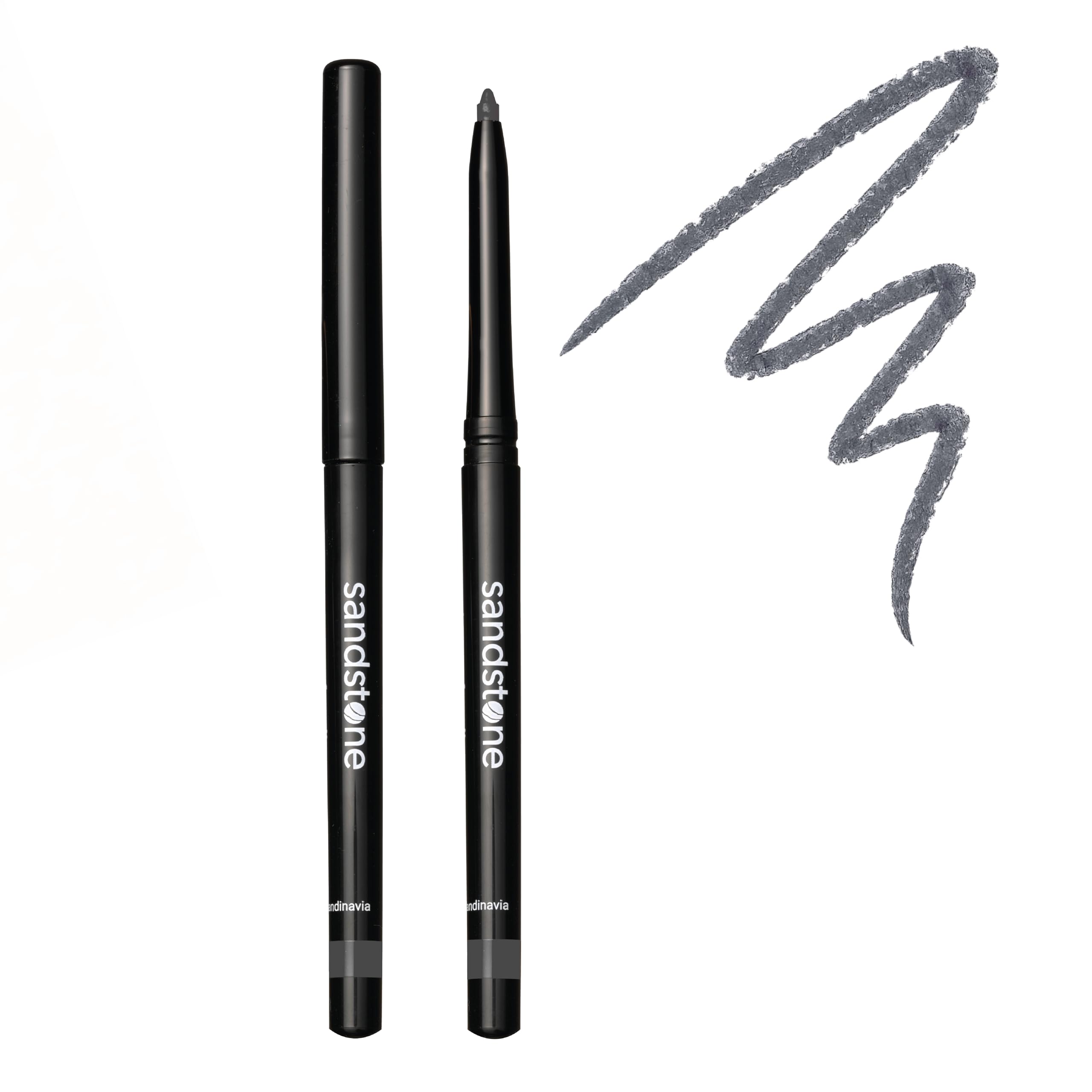 Sandstone Scandinavia eyeliner pencil front packaging showing grey shade and benefit
