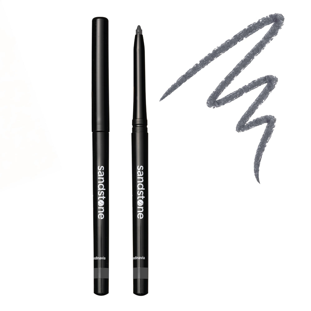 Sandstone Scandinavia eyeliner pencil front packaging showing grey shade and benefit