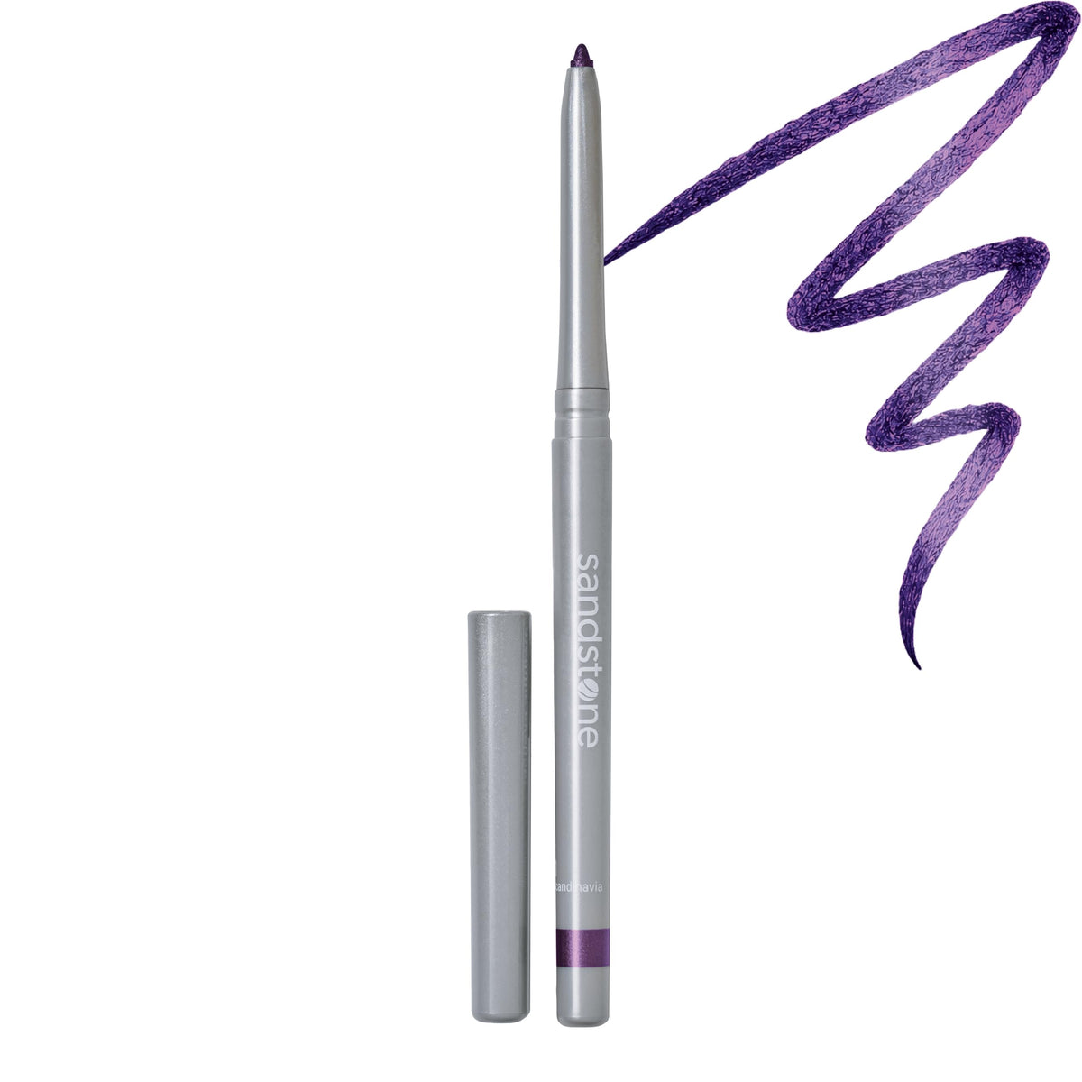 Sandstone Scandinavia purple eyeliner pencil front view showing sleek design and color