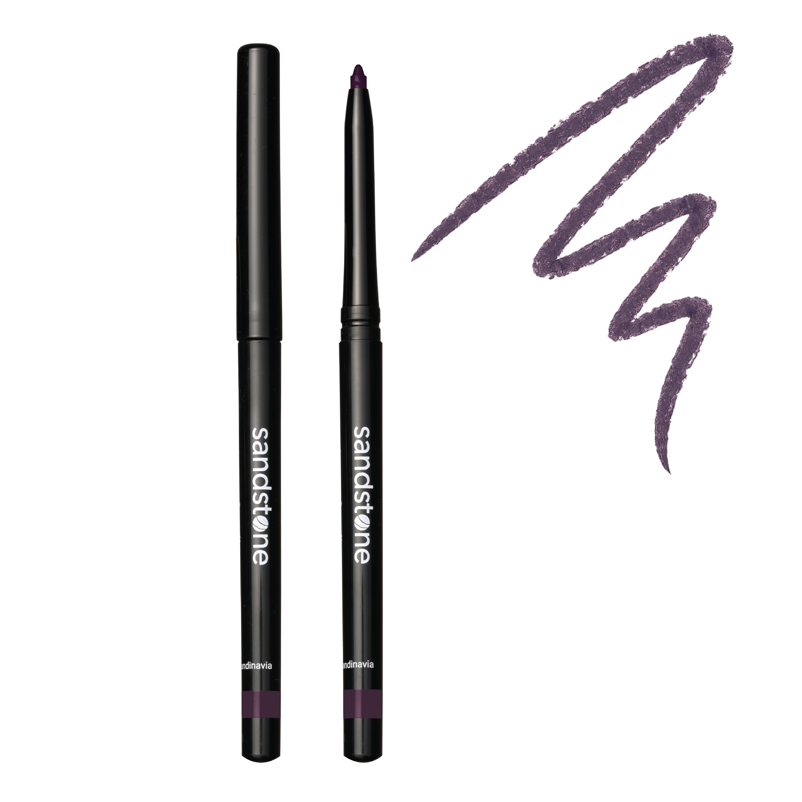 Sandstone Scandinavia eyeliner pencil front view showing aubergine color and sleek design for precise application