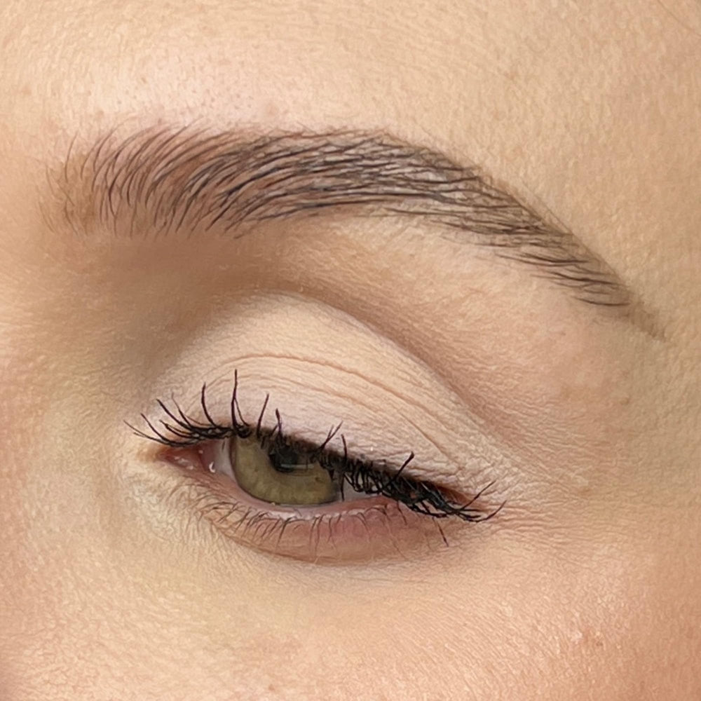 Sandstone Scandinavia eyeshadow 262 swatch on skin showing white pigmentation benefit: buildable coverage