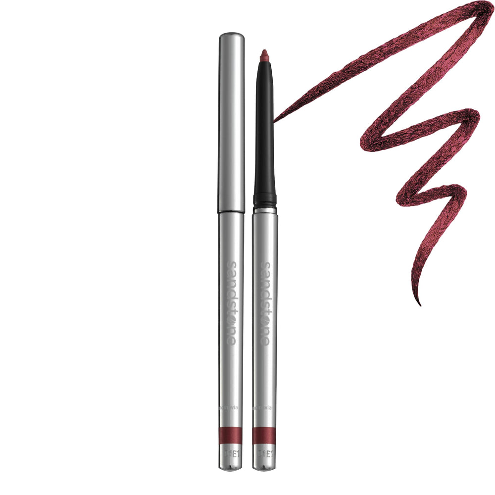 Sandstone Scandinavia front packaging showing bold red eyeliner color and benefit