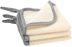 S&T INC. front view of three grey washcloths showing packaging and convenience