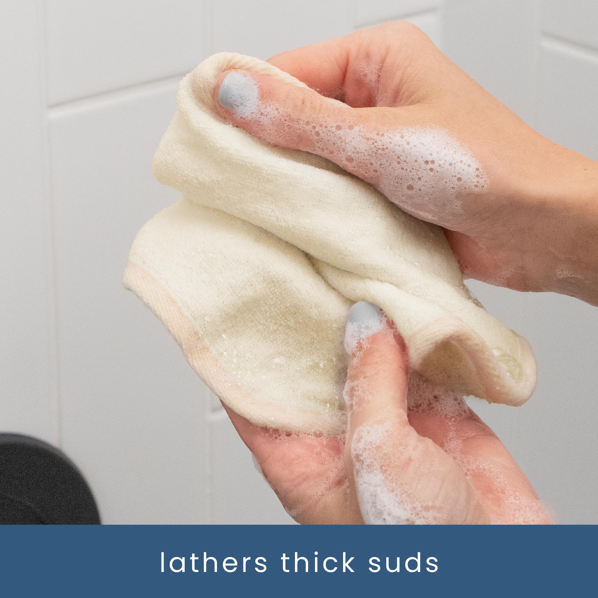 S&T INC. terry-cloth close-up shows soft side for rich lathering and comfortable cleansing