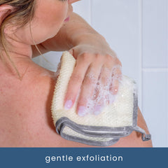 S&T INC. model using washcloth to gently cleanse face for clearer skin