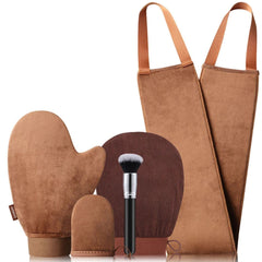 Sanfery full kit laid out showing five tanning tools for flawless results
