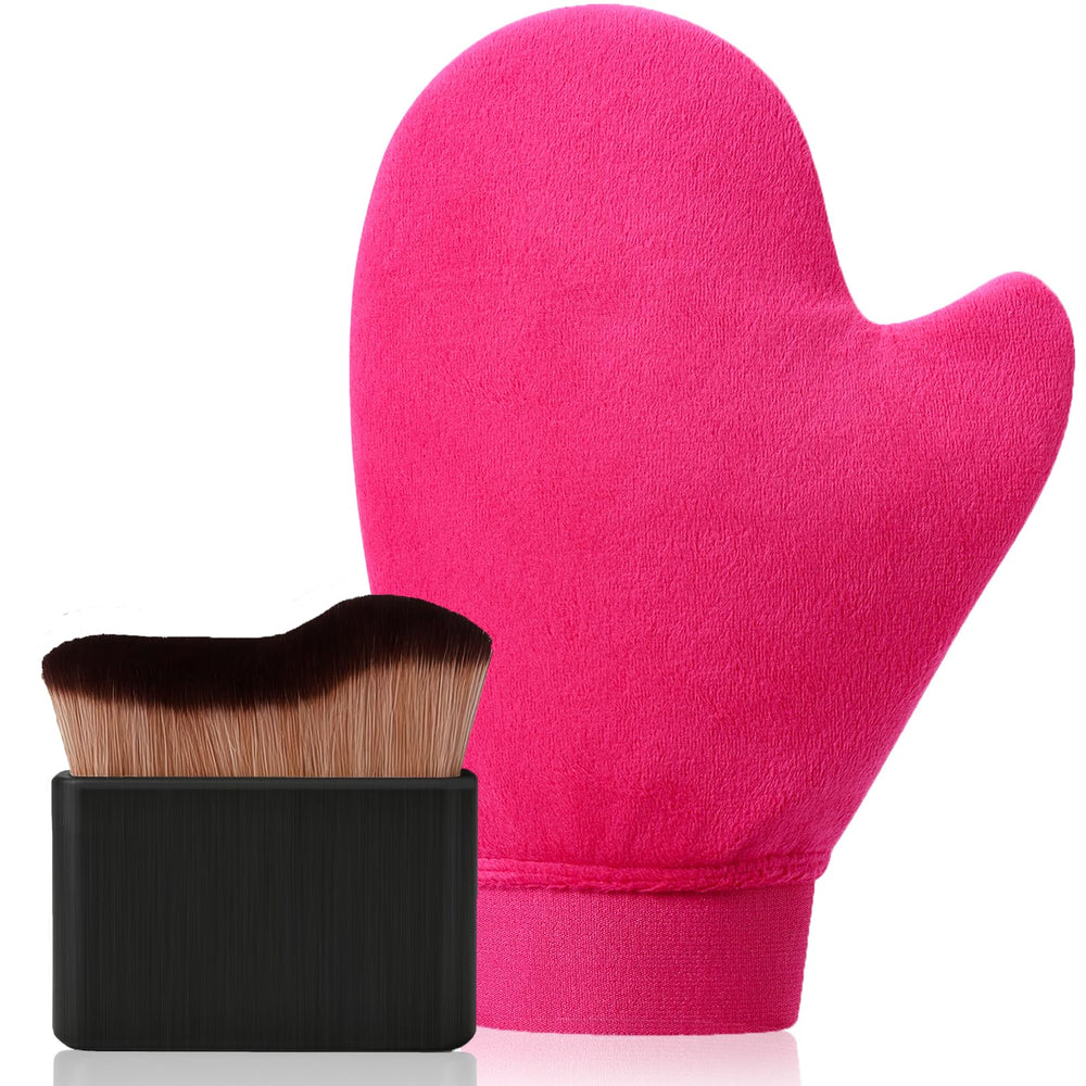 Sanfery mitt front view showing plush velvet for even blending and smoother finish