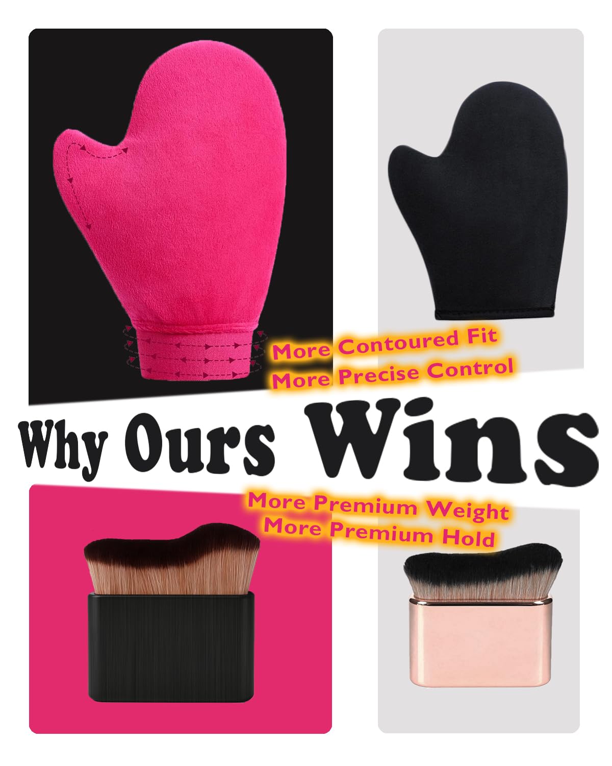 Sanfery mitt next to hand showing size and ergonomic fit for comfortable application