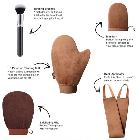 Sanfery velvet tanning mitt close-up showing smooth even application control