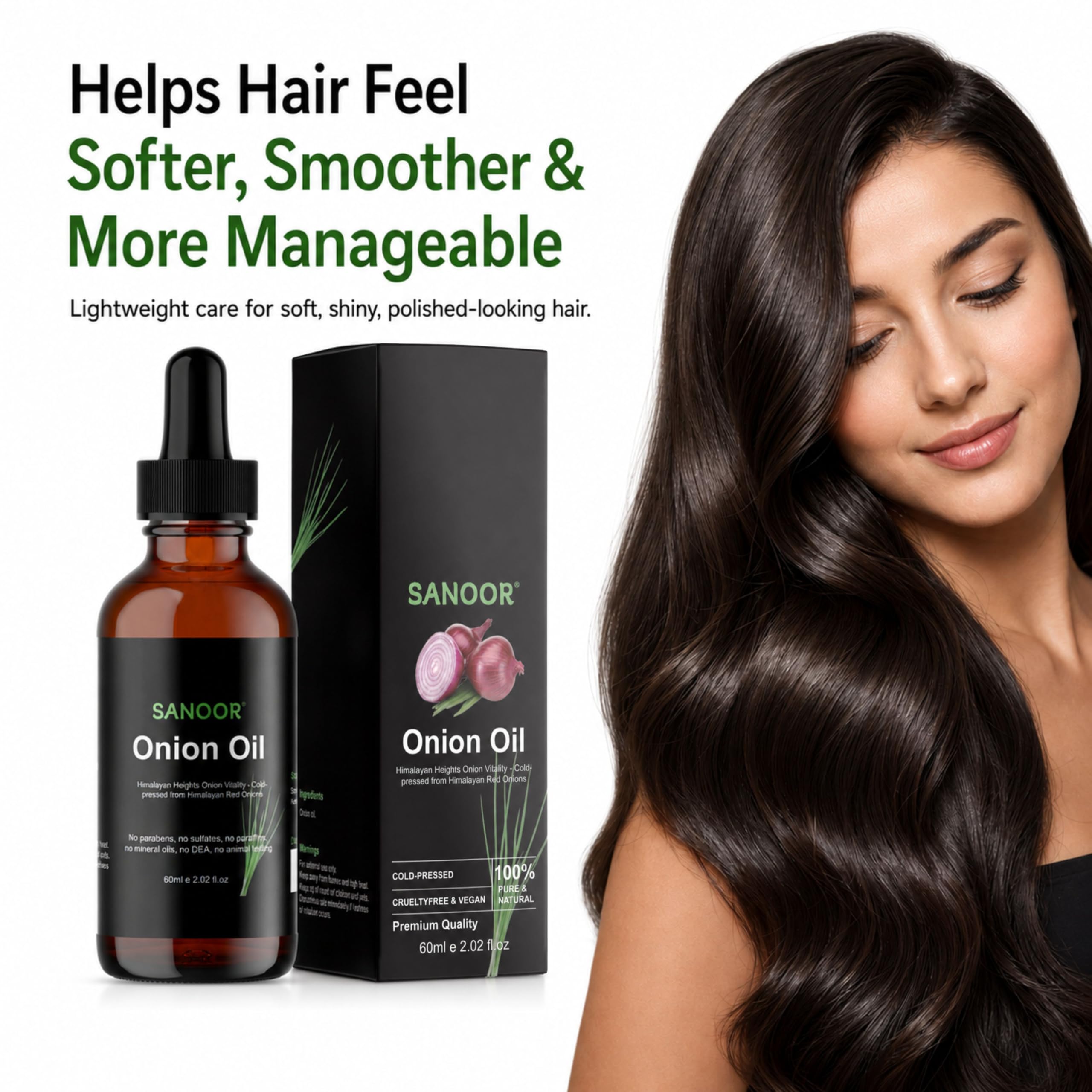 SANOOR glass dropper detail highlighting precise, mess-free application benefit