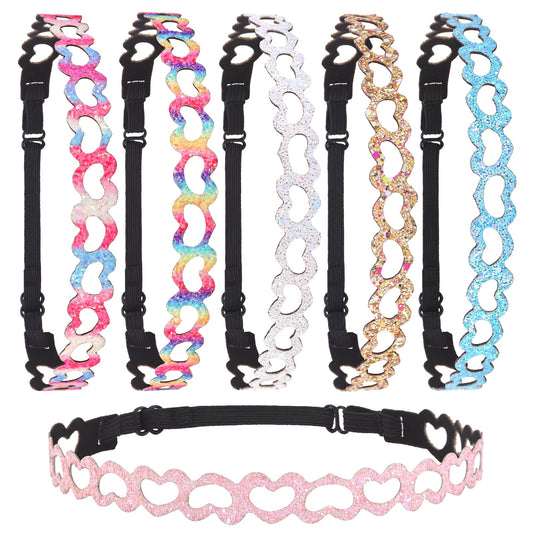 Santoddle front display showing six colorful headbands and visible sparkle