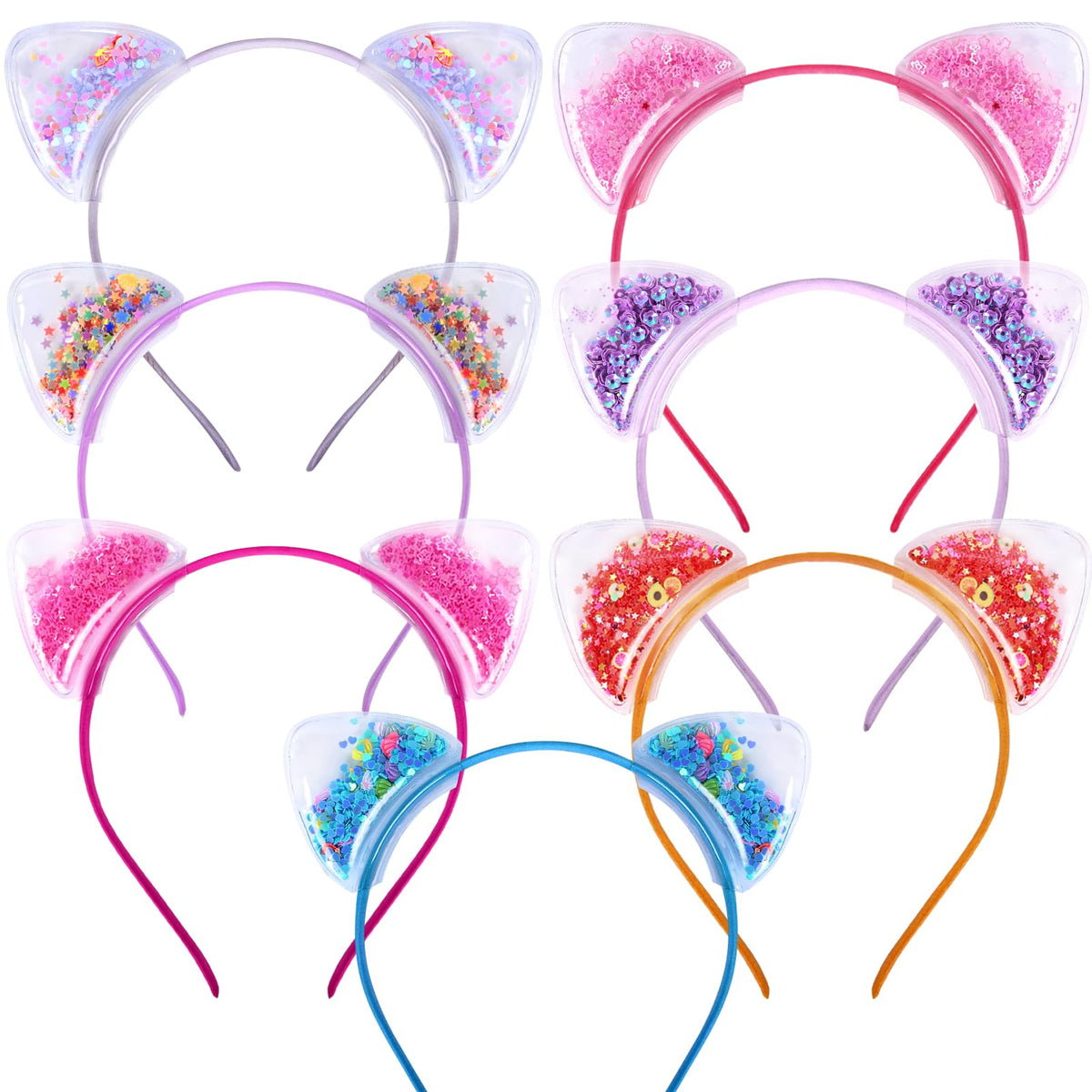 Santoddle front packaging showing seven glitter cat ear headbands and variety