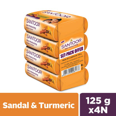 Santoor sandal and turmeric soap bar close-up texture highlighting creamy lather potential