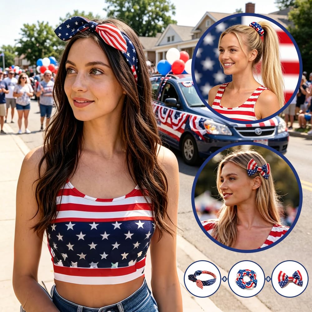 sanvvv rabbit ears headband worn outdoors offers visible patriotic flair and secure fit