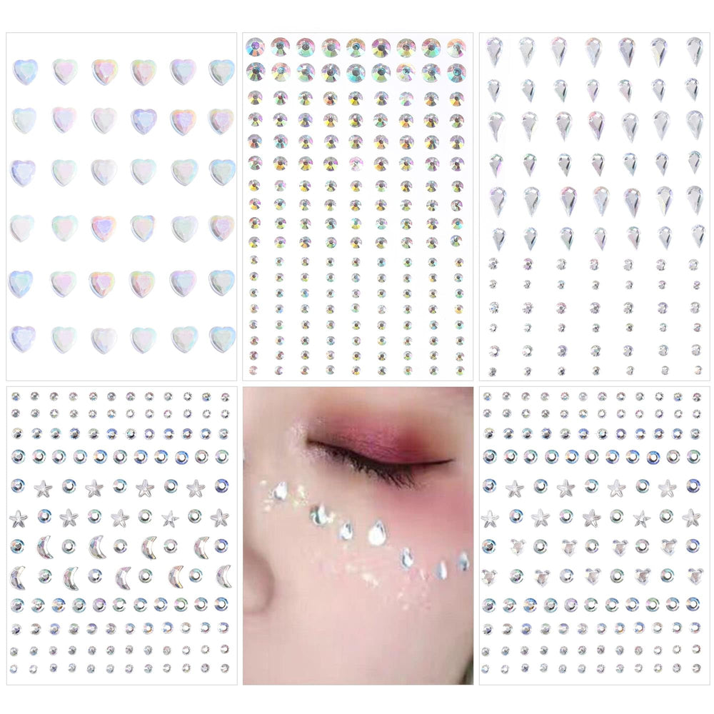 SAOROPEB front packaging showing five rhinestone sticker sheets and benefits for festival looks
