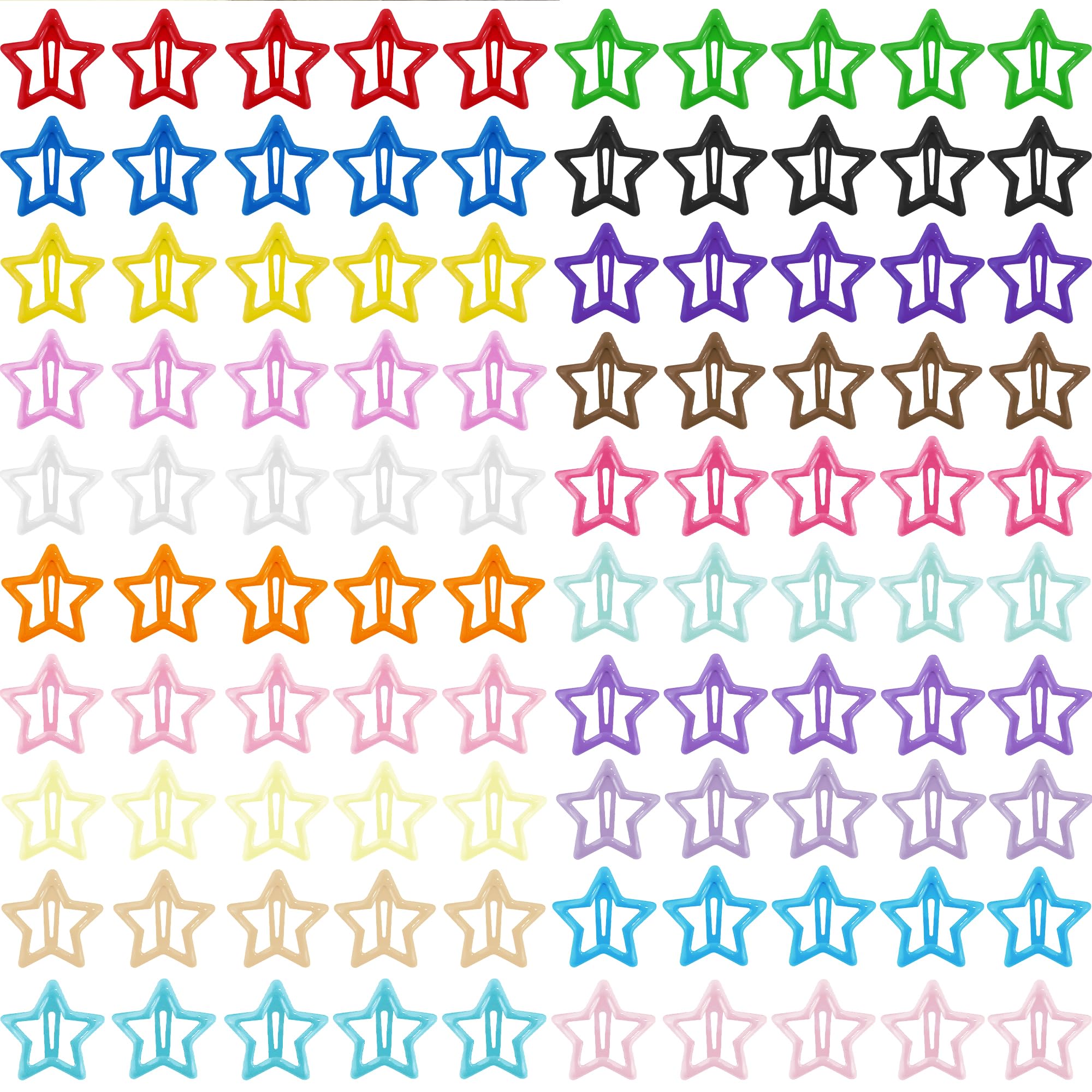 SAOROPEB front view of 100-piece star clips pack showing colorful variety and value