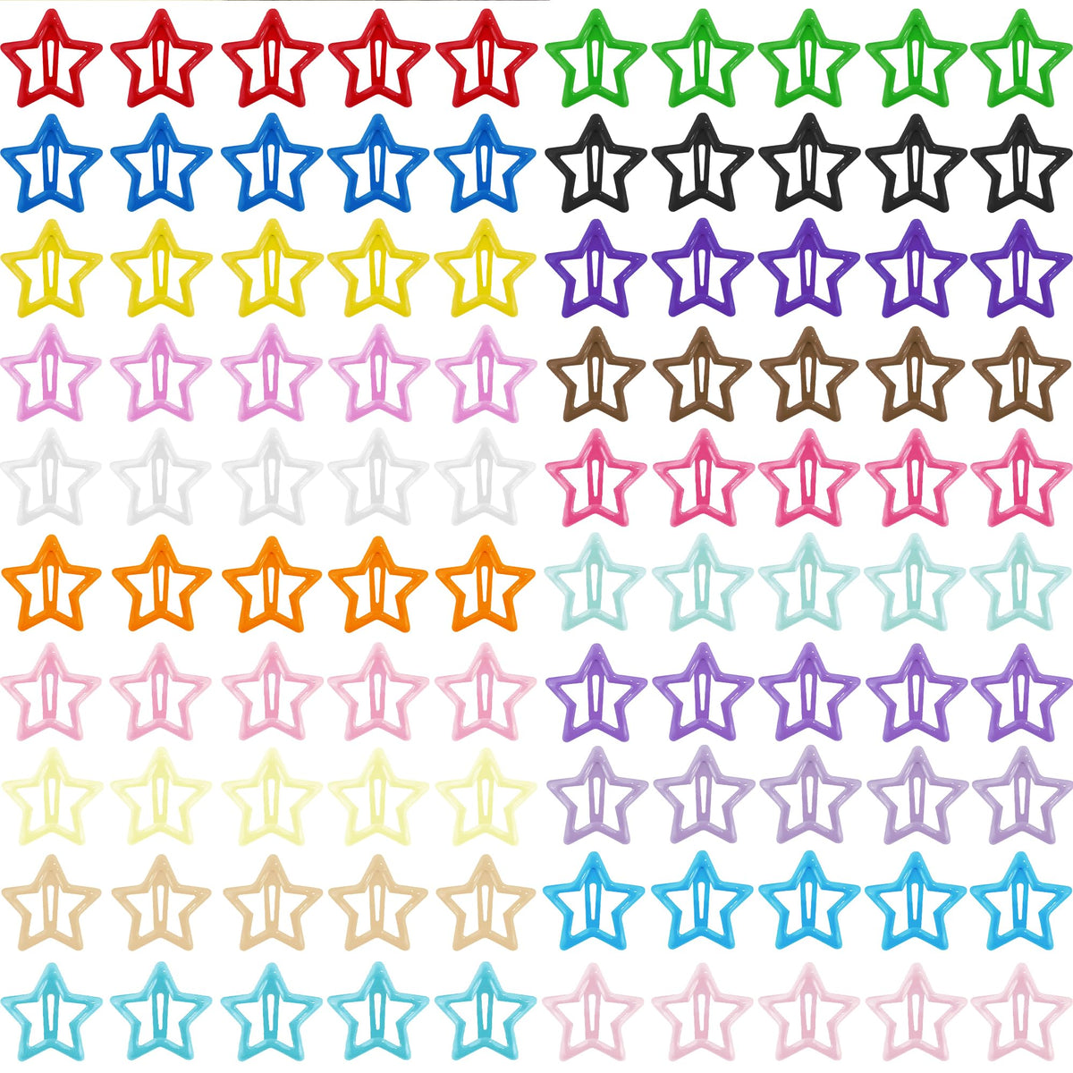 SAOROPEB front view of 100-piece star clips pack showing colorful variety and value