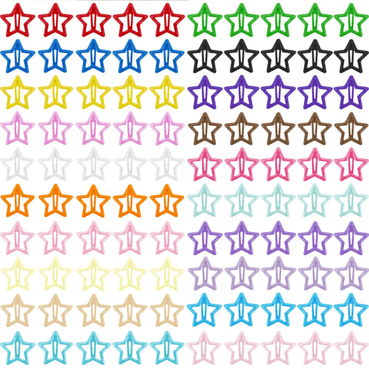 SAOROPEB front view of 100-piece star clips pack showing colorful variety and value