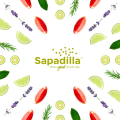 Sapadilla bottle on bathroom sink conveying stylish, eco-friendly bathroom display