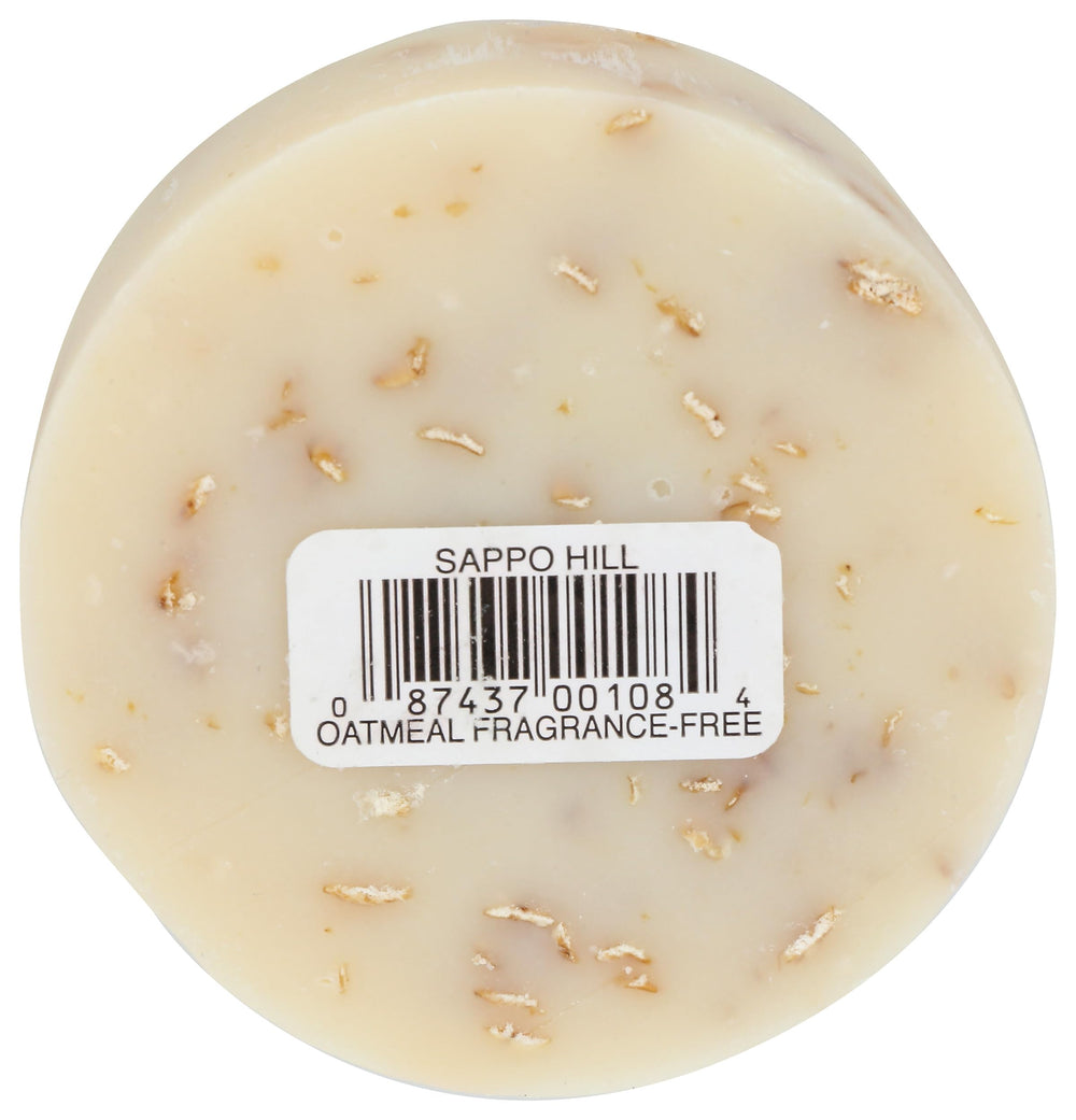 Sappo Hill front packaging of oatmeal soap showing clean, simple label and benefits