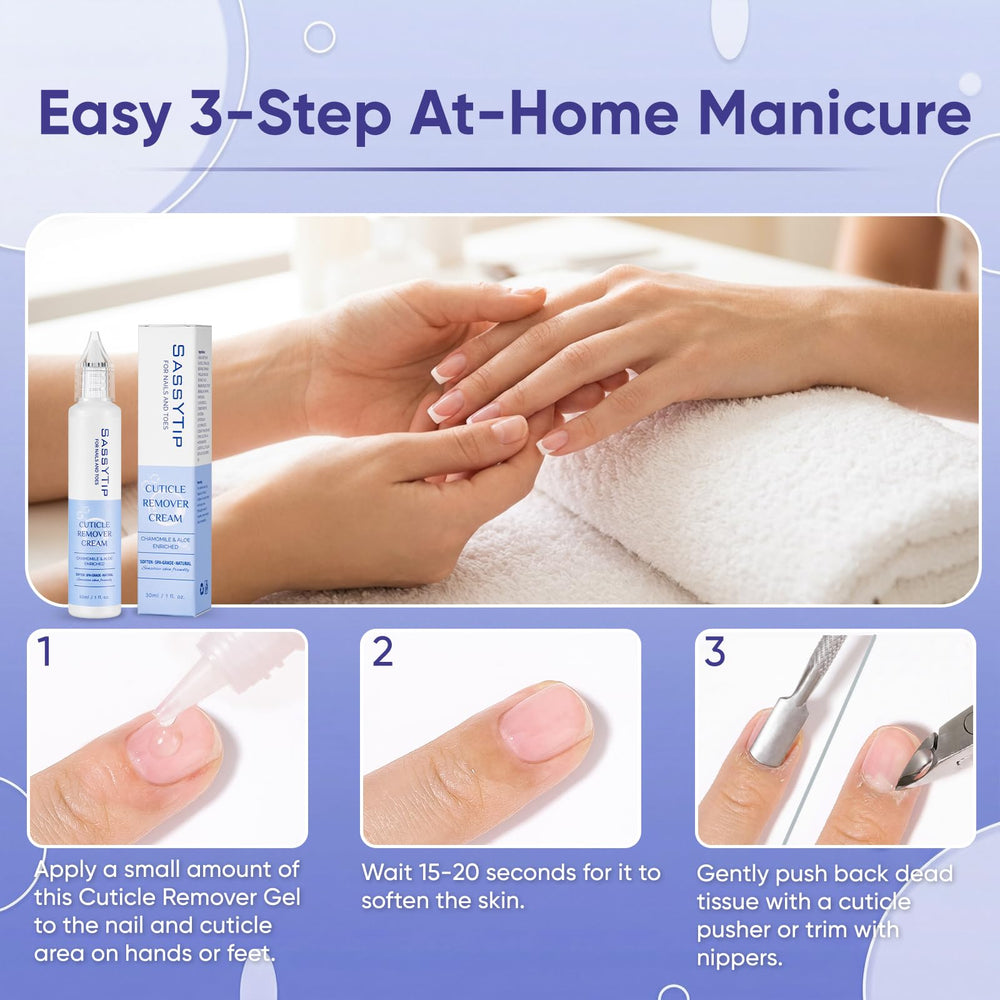 SASSYTIP before and after cuticle results showing cleaner nail beds