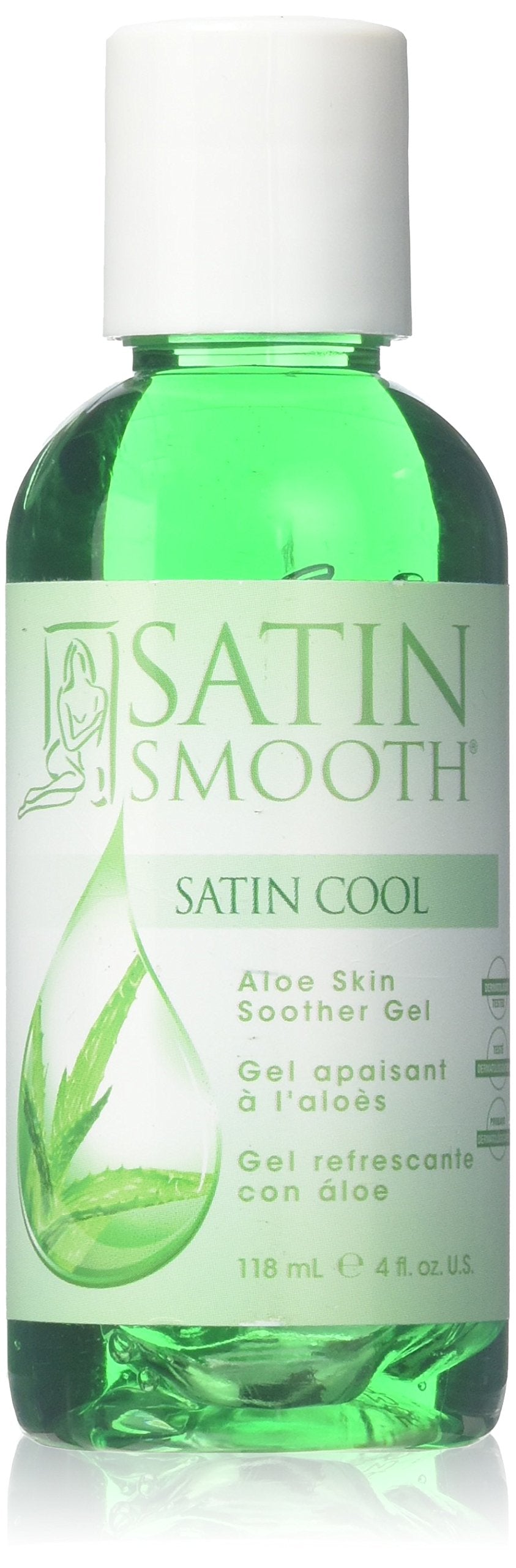 SATIN SMOOTH front tube showing label and convenient travel size for quick post-wax relief