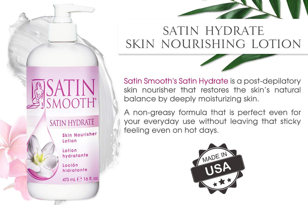SATIN SMOOTH ingredients label close-up showing oils and vitamins for nourishing results