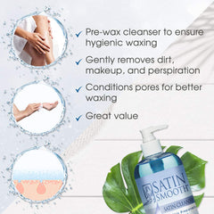 SATIN SMOOTH dispensed texture on hand showing gentle glycerin formula for effective cleansing