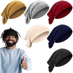 SATINIOR front view of six bright dreadlock caps showing variety and convenience